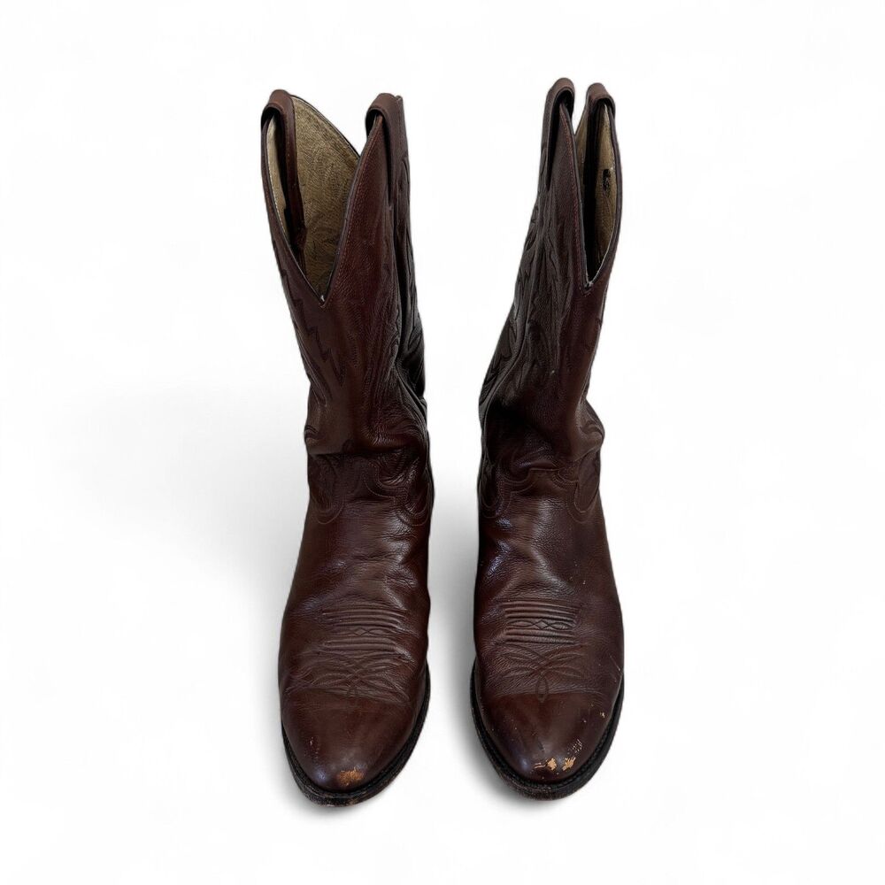 Justin Cowboy Boots Brown Leather Style 1450 Mens Size 13 D Country Western - Picture 5 of 12